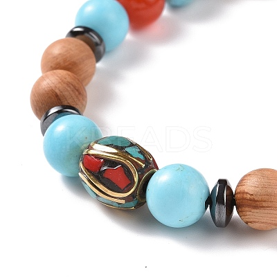 Wooden Braided Bead Bracelets Sets BJEW-JB09066-1