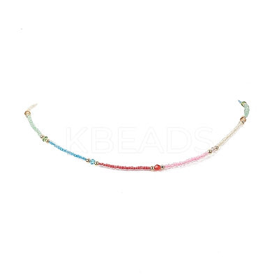 Glass & Brass Beaded Necklaces NJEW-JN04155-1