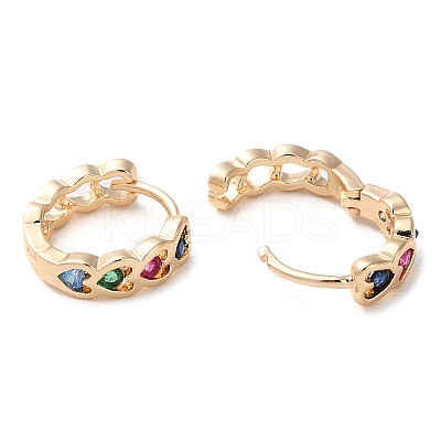 Rack Plating Brass Micro Pave Colorful Cubic Zirconia Hoop Earrings for Women EJEW-P238-06KCG-1