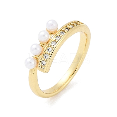 Brass Micro Pave Clear Cubic Zirconia Finger Rings for Women LS-RJEW-R011-08G-02-1