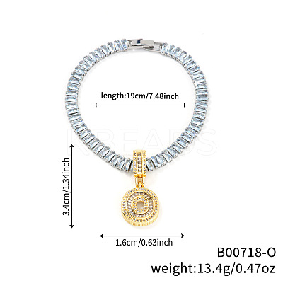 Fashionable Brass Micro Pave Clear Cubic Zirconia Charm Bracelets LS-AF9298-15-1