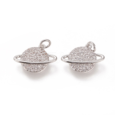 Brass Micro Pave Clear Cubic Zirconia Pendants ZIRC-L091-058P-1