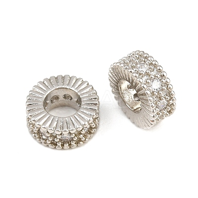 Brass Micro Pave Clear Cubic Zirconia European Beads CU-CBA6A75-13P-1