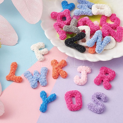 26Pcs 26 Styles Opaque Resin 26 Letter Cabochons RESI-YW0001-39-1