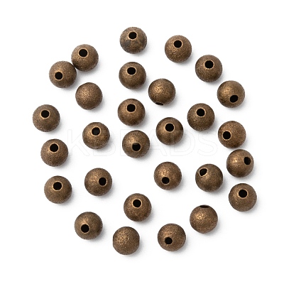 Antique Bronze Color Brass Textured Round Beads X-EC248-NFAB-1