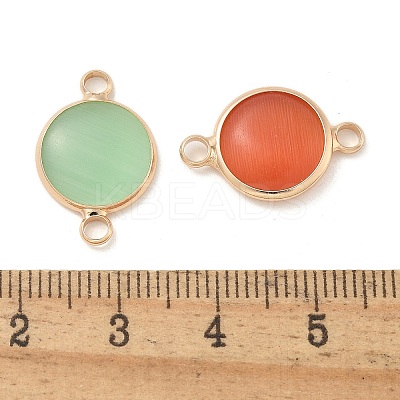 Brass Pave Glass Flat Round Connector Charms KK-G517-16G-1