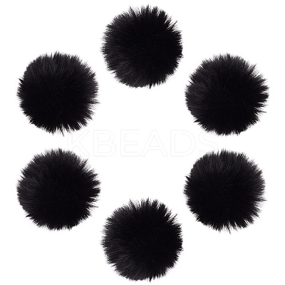 12Pcs Handmade Faux Rabbit Fur Pom Pom Ball Covered Pendants WOVE-SC0001-06F-1