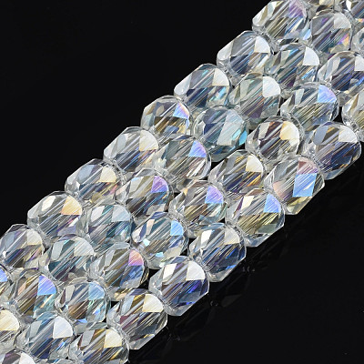 Electroplate Transparent Glass Beads Strands EGLA-N002-13-B-1