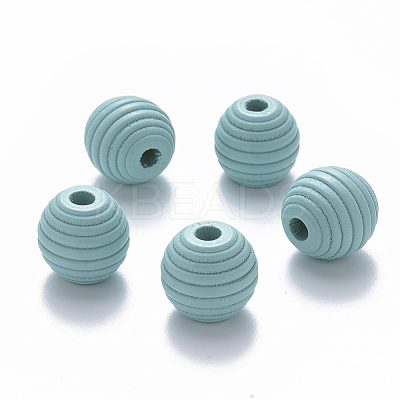 Painted Natural Wood Beehive European Beads WOOD-Q040-019A-A01-1