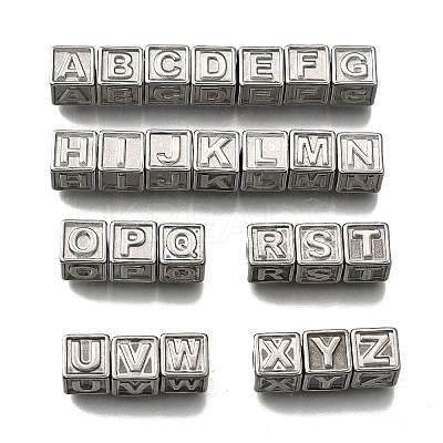 26Pcs 26 Styles 304 Stainless Steel Cube Beads STAS-V009-01P-1