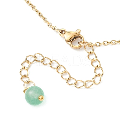 Dyed Round Natural Malaysia Jade & 304 Stainless Steel Cable Chain Ankelets AJEW-AN00701-01-1