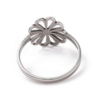 Non-Tarnish 201 Stainless Steel Flower Finger Ring RJEW-J051-30P-1