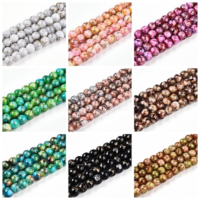 Baking Paint Glass Beads Strands DGLA-N003-6mm-BM-1