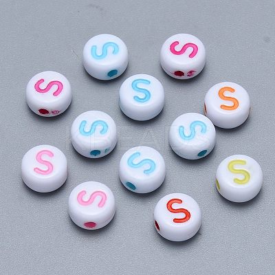 Craft Acrylic Horizontal Hole Letter Beads SACR-S201-11S-1