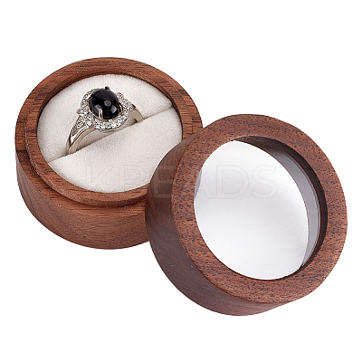 1-Slot Round Wood Ring Storage Boxes CON-HY0001-05A-1
