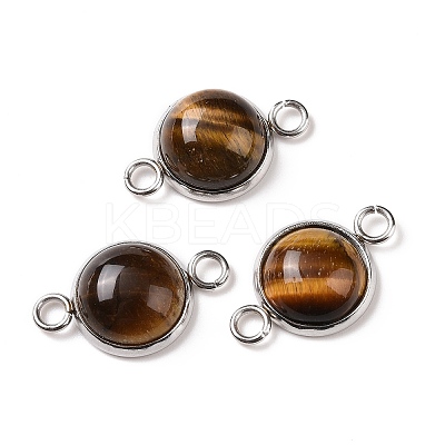 Natural Tiger Eye Connector Charms G-D059-01C-15-1