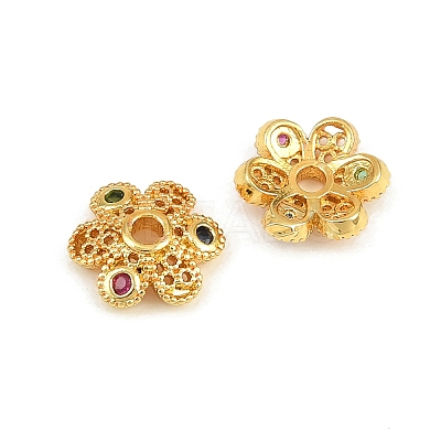 Brass Micro Pave Cubic Zirconia Bead Caps CU-CBA6A75-33G-1