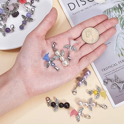 Glass/Gemstone Beads Pendants PALLOY-PH0013-04-1