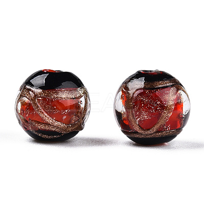 Handmade Gold Sand Lampwork Beads LAMP-T019-10mm-03-1