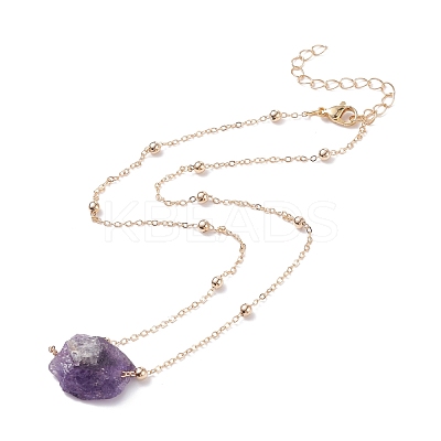 Natural Raw Stone Pendant Necklace for Women NJEW-JN03781-1