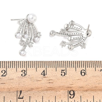 Fireworks Brass Micro Pave Cubic Zirconia Stud Earrings EJEW-G452-02P-1