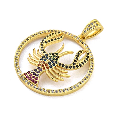 Real 18K Gold Plated Brass Micro Pave Cubic Zirconia Pendants KK-R159-37G-1