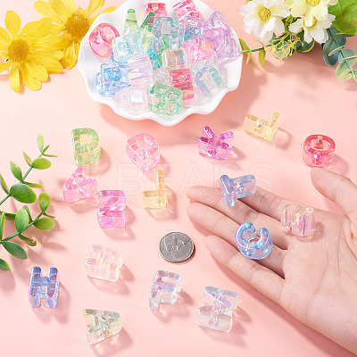 52Pcs 26 Styles UV Plating Transparent Acrylic European Beads OACR-TA0004-82-1