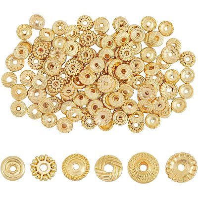 120Pcs 6 Styles Rack Plating Alloy Spacer Beads KK-FH0004-68-1
