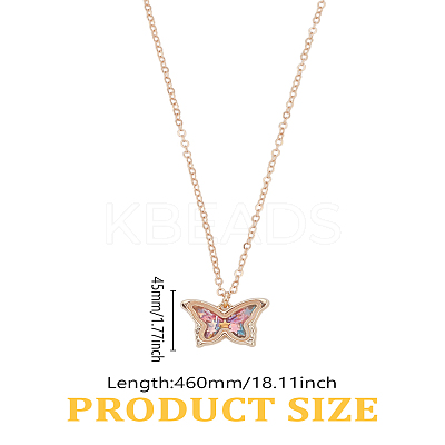 1Pc Zinc Alloy & Glass Butterfly with Colorful Star Sequins Inside Pendant Necklaces for Girls NJEW-LP0003-26-1