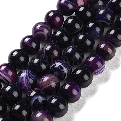 Natural Striped Agate/Banded Agate Beads Strands G-Z060-A01-C12-1