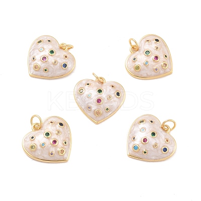 Eco-Friendly Brass Micro Pave Cubic Zirconia with Enamel Pendants KK-K268-15G-1