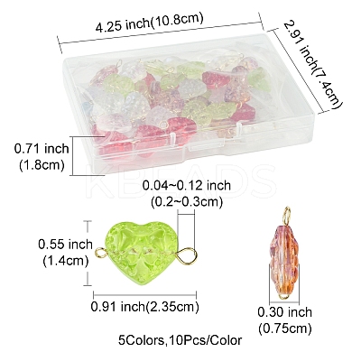50Pcs Glass Connector Charms PALLOY-FZ00019-1