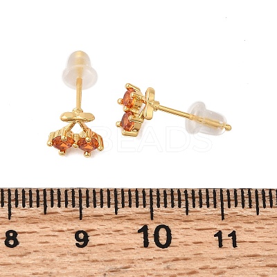 Cherry Brass Micro Pave Cubic Zirconia Stud Earrings EJEW-P331-08G-1
