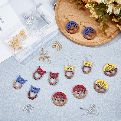 DIY Walnut Wooden Dangle Earring Making Kits DIY-OC0006-80-1