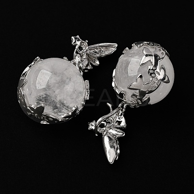 Natural Quartz Crystal Round Pendants G-G207-01P-08-1