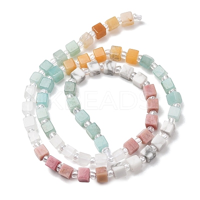 Natural Dyed White Jade & Quartz Crystal & Howlite & Yellow Aventurine & Rhodonite Beads Strands G-H333-03D-1