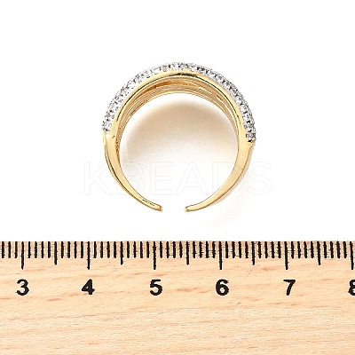 Brass Micro Pave Cubic Zirconia Adjustable Cuff Rings RJEW-V007-04GP-1