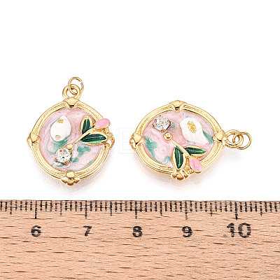304 Stainless Steel Pave Crystal Rhinestone and Handmade Porcelain Pendants STAS-T069-80-1