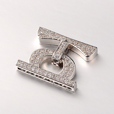 Brass Micro Pave Cubic Zirconia Fold Over Clasps ZIRC-M045-M-RS-1
