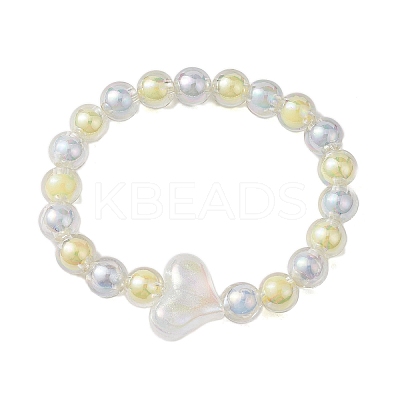 AB Color Round Acrylic Beaded Stretch Bracelets BJEW-JB10535-1