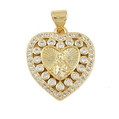 Brass Micro Pave Cubic Zirconia Pendants KK-P323-11D-G02-1