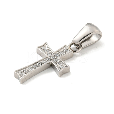 304 Stainless Steel Cubic Zirconia Pendants STAS-C102-04C-P-1