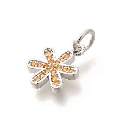 Brass Micro Pave Orange Cubic Zirconia Pendants KK-L225-016P-1