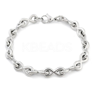 304 Stainless Steel Infinity Link Chain Bracelets for Women Men BJEW-F488-53D-P-1