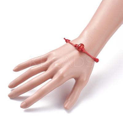 Natural Carnelian Disc Beaded Cord Bracelet BJEW-JB07686-02-1
