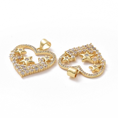 Brass Cubic Zirconia Pendants ZIRC-I062-10G-1