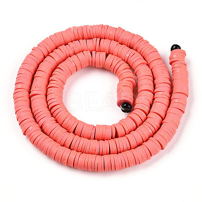 Flat Round Handmade Polymer Clay Beads CLAY-R067-6.0mm-14-1