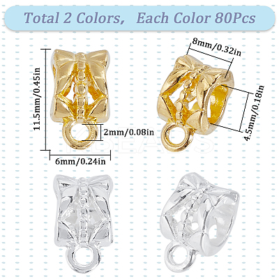 160Pcs 2 Colors Tibetan Style Alloy Tube Bails FIND-SP0001-77-1