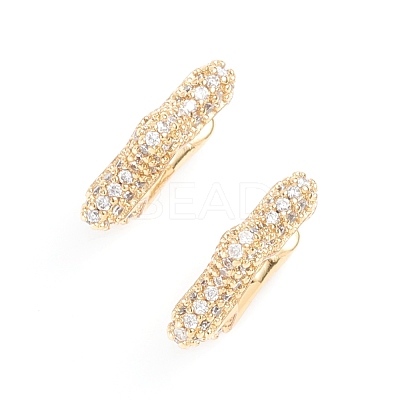 Brass Micro Pave Clear Cubic Zirconia Cuff Earrings EJEW-G274-06G-1