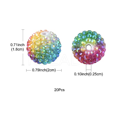 20Pcs Rainbow AB Resin Rhinestone Beads OACR-FS0002-33-1